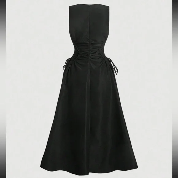 Black tie lace side midi maxi flowy fur no flare style Dre’s - Picture 2 of 3